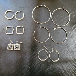 Silver Tone Earring Wardrobe/Bundle